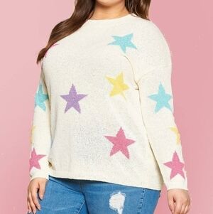 Oddy Eras Tour Style Rainbow Stars Around My Scars Sweater M/L
